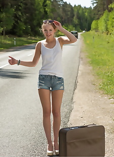  porn photos Teen hitchhiker Faina Bona gets, ass , high heels 